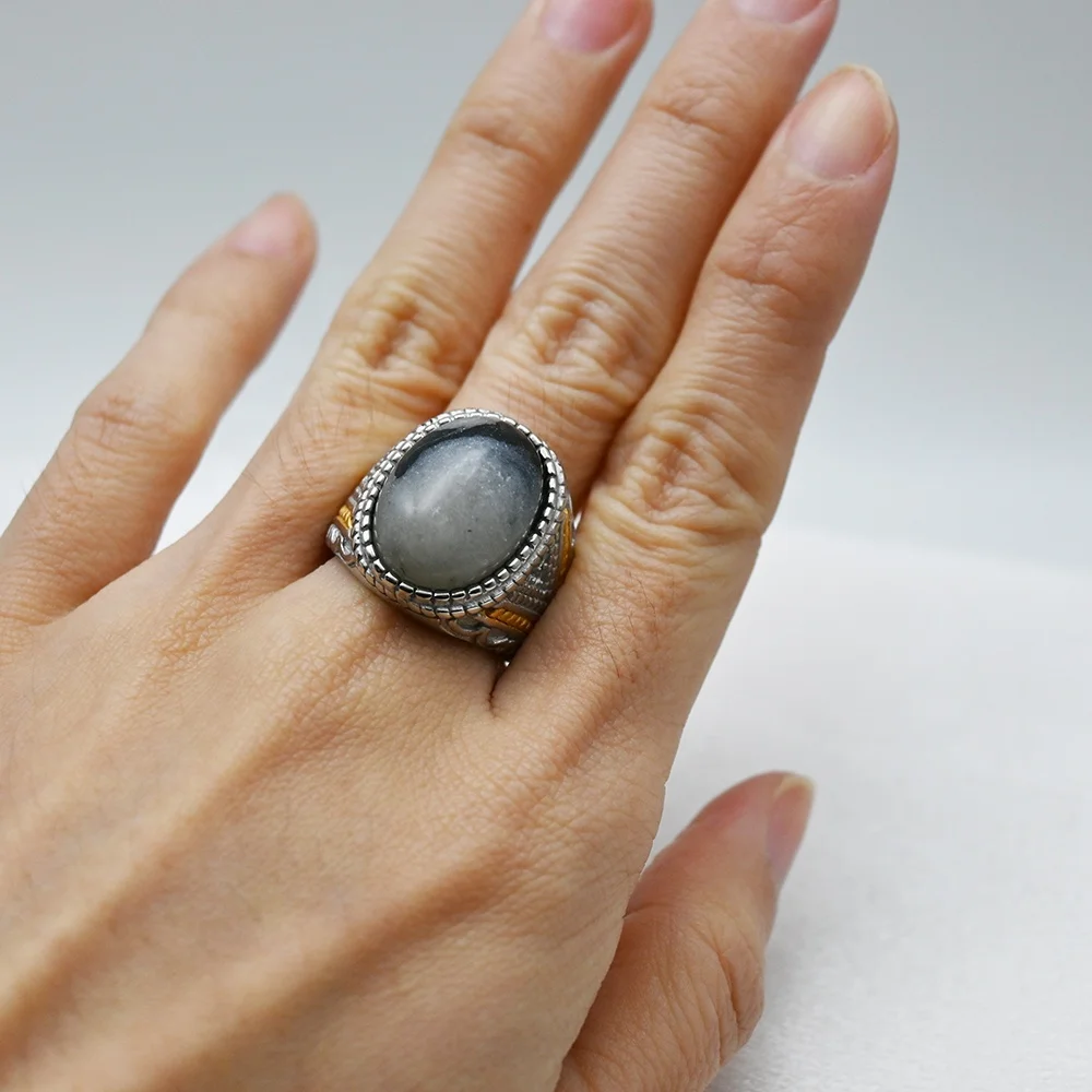 Customize Fashion Onyx Stone Luxury Men Ring Stainless Steel Jewelry Men Art Design Jewelry Rings