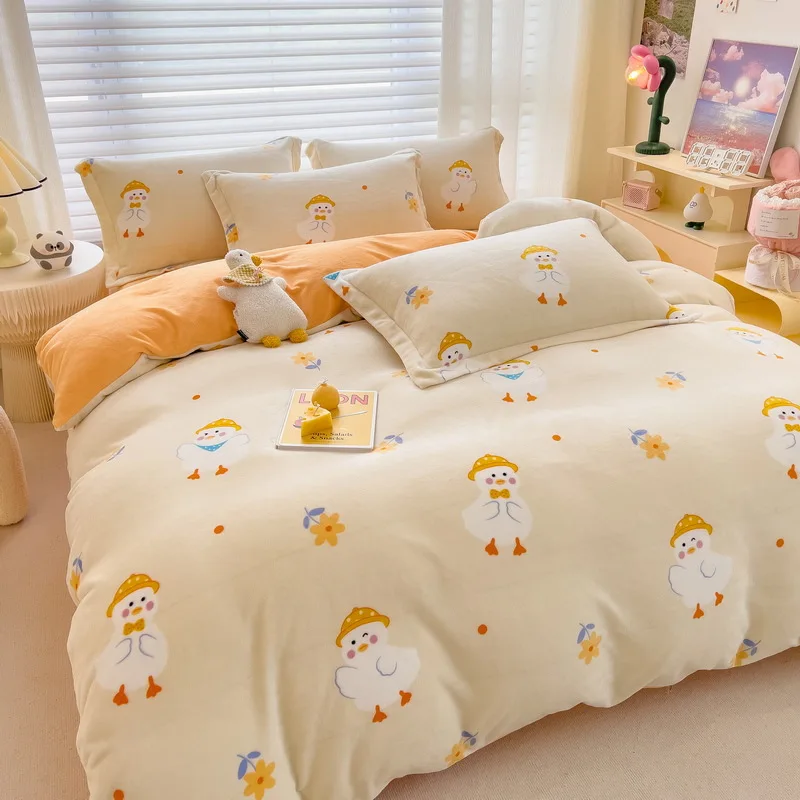 OEM high quality low price new light luxury washed cotton silk embroidery four pieces bedding set