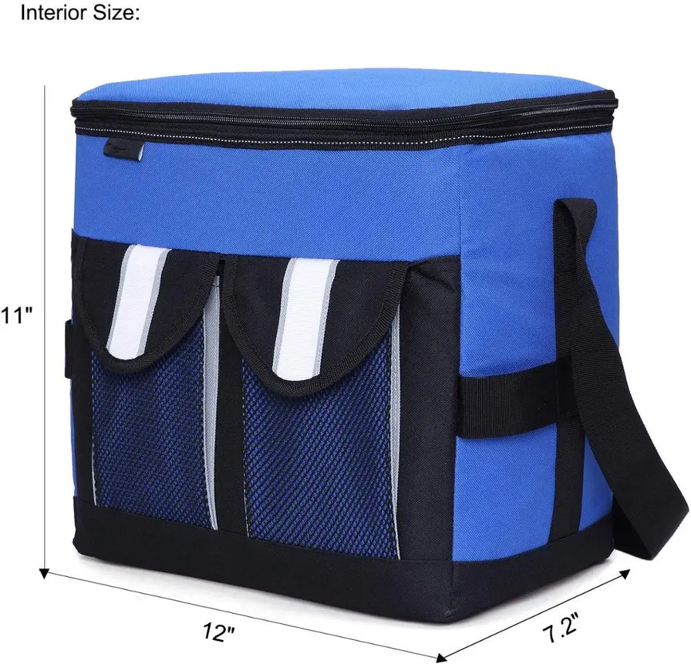30Cans Collapsible Soft Cooler Bag Insulated Picnic Lunch Bag for Adult, Men, Women, Leakproof Liner, Blue, Large