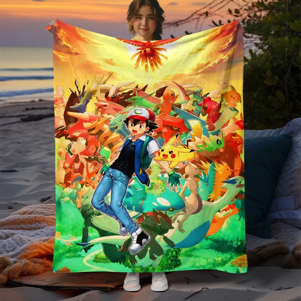 Poke-mon Blanket Lightweight Flannel Throw Sofa, Bed, Knee,Travel,Living Room,Office,Sofa,Chair,Blanket, Anime blankets