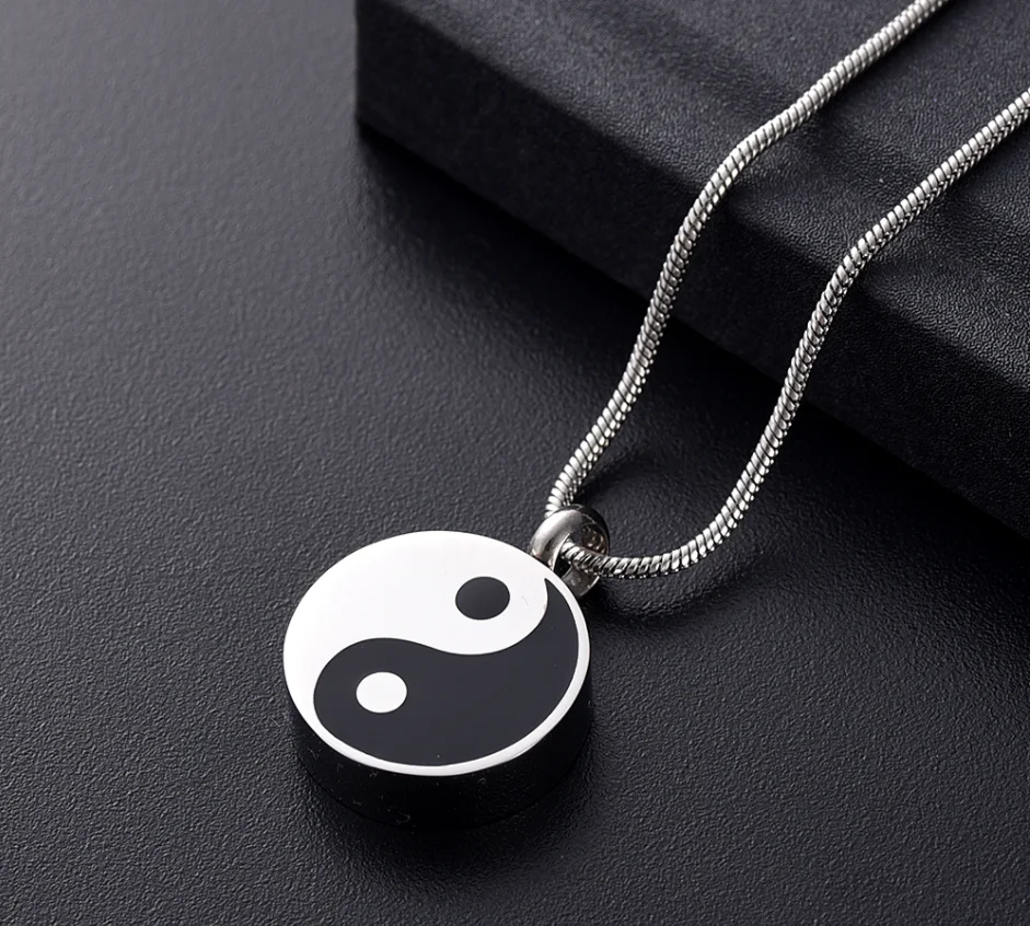 Tai chi Yin and Yang Ashes Pendant necklace Stainless Steel Mini Cremation Urn For Funeral Memorial Jewelry Ashes Locket