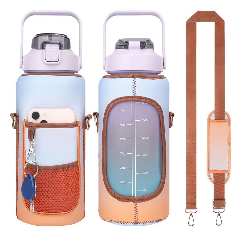 Travel outdoor crossbody bottle sleeves neoprene bottle holder Insulated water bottle holder with strap