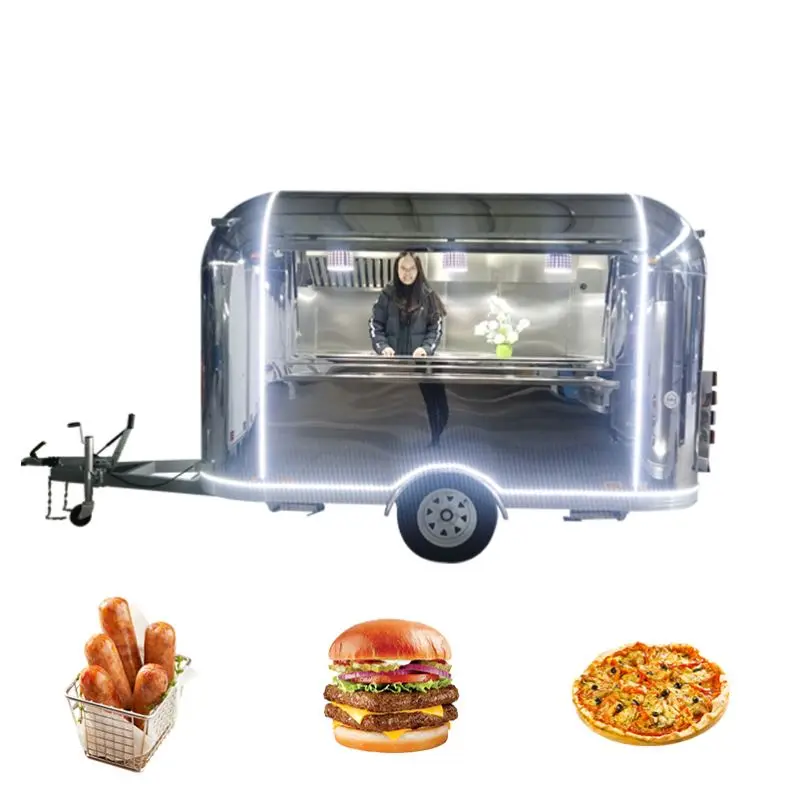 Chinese provider Commercial Airsteam Mobile Fast Food Trailer stainless Steel Food Trailer