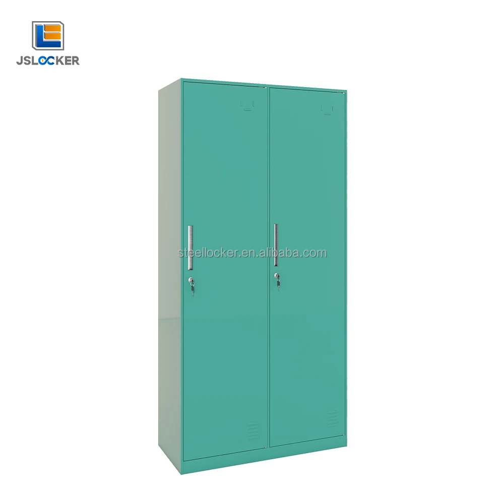 Changing Room Wardrobe Metal Lockers For Employees Clothes Storage Cabinet With Two Doors Gym Steel Locker Cabinet In Green