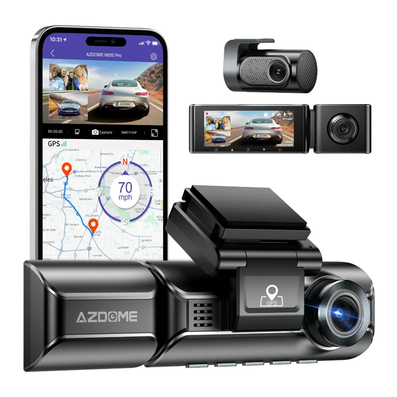 2023 автомобильный черный ящик Hd 3 объектива Adas Wifi Gps Dash Camera 4k Передняя и задняя внутренняя 3-канальная видеорегистратор ночного видения DVR M550