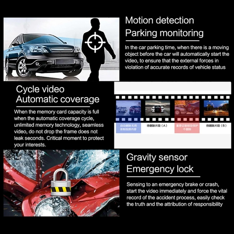Новый список автомобиля тире экшн-камера DVR (устройство цифровой записи) 1080P широкоугольный объектив 2 дюймов IPS зеркало заднего вида Автомобильный видеорегистратор привод точности система записи