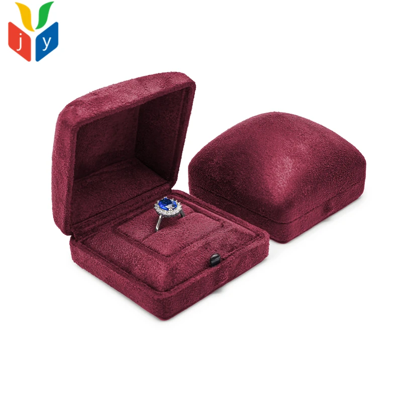 custom unique Arched Velvet bracelet Jewelry Boxes packaging Flannel wedding Ring Box with logo