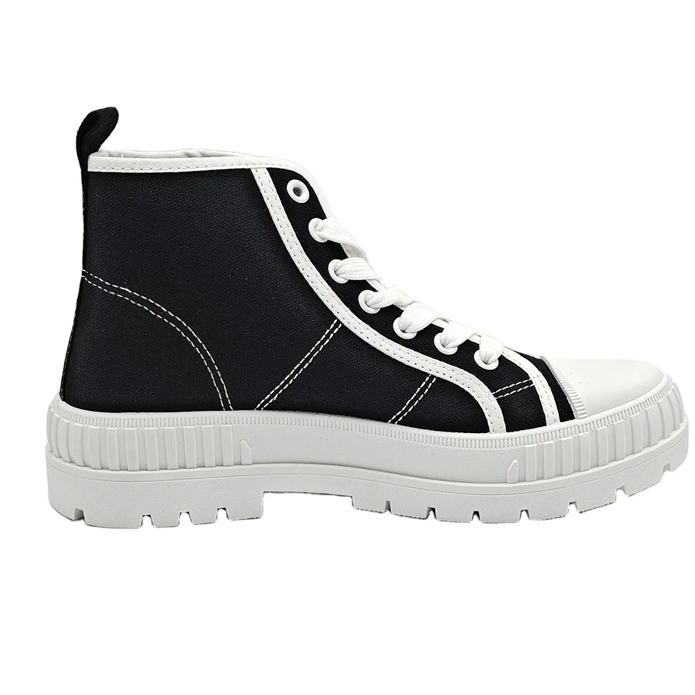 Kh Injection Molded Shoes Women TPR Sole Classic Lace Up Thick Sole High Top Canvas Shoes For Women New Style