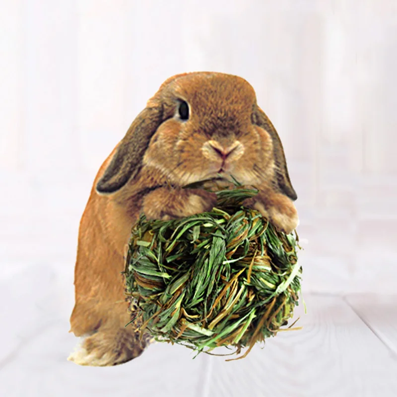 Herbal Treats Timothy Hay Ball Woven Grass Treat Balls for rabbits Chew Grass Rolling Balls for Guinea Pigs Chinchilla Hamsters