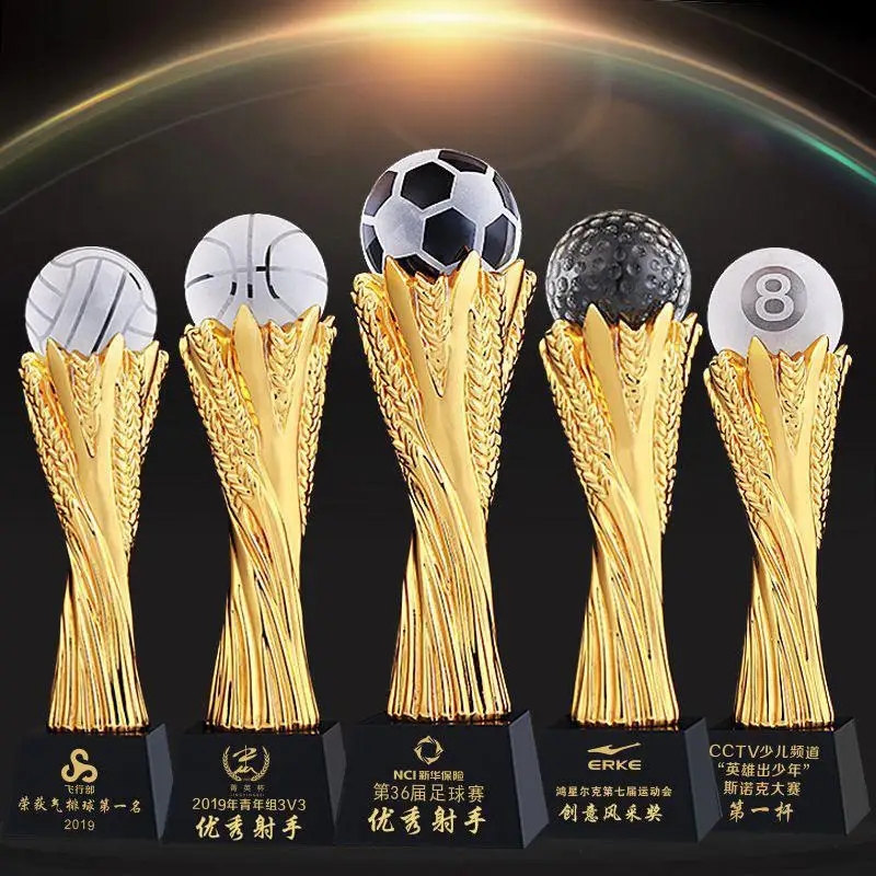 wholesale cheap soccer ball trophy football cup with black crystal base for football Sports Events