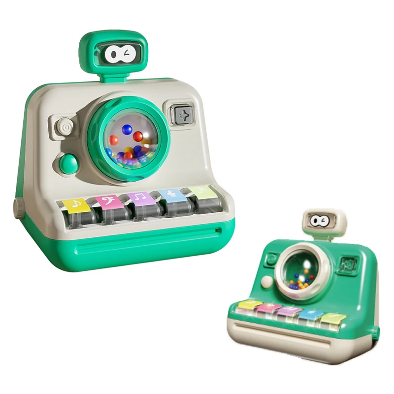 QS High Quality Kids Baby Cartoon Musical Keyboard Toys 2 Style Packing Plastic Camera Finger Piano Toys With Music Light