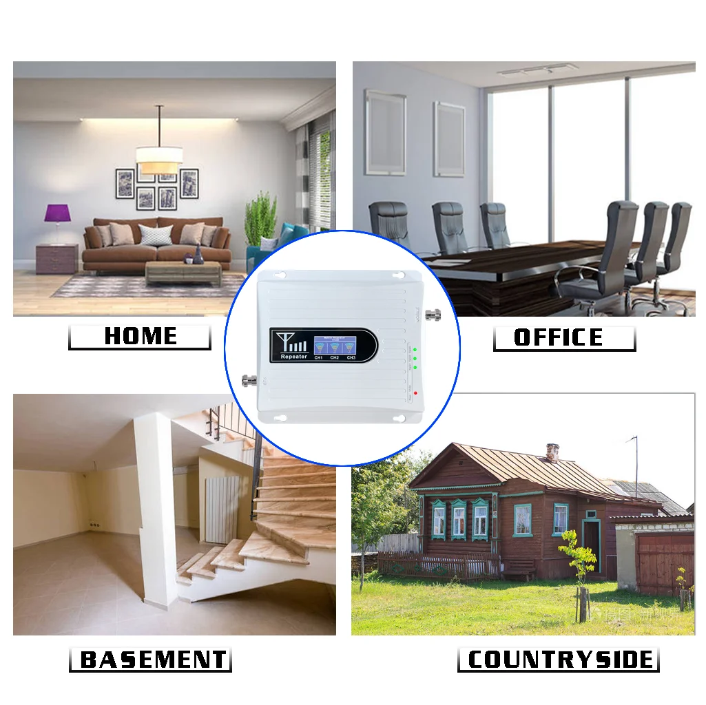 Hot Selling Cellular Network Booster 900 1800 2100 Mobile Phone Signal Amplifier 2 3 4G Tri Band Signal Repeater//Booster