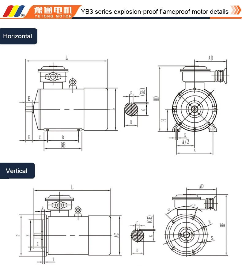 Yutong YB3/YBK2/YBK3/YB3G 315KW/420HP explosion-proof electric ac three phase motor with explosion-proof certification
