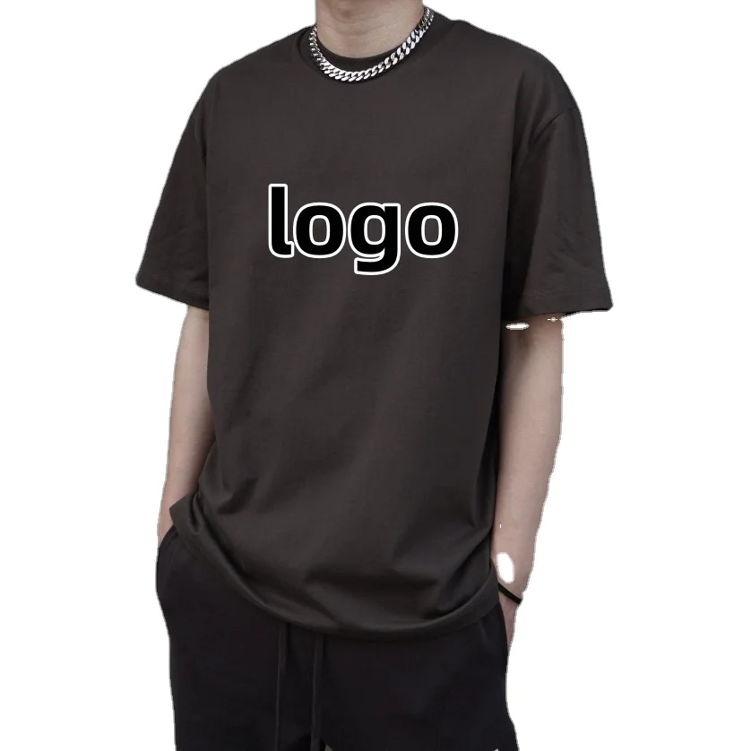 2024 Весна Лето Мужская Плотная хлопковая модная уличная 100% с коротким рукавом хлопковая Высококачественная футболка оверсайз