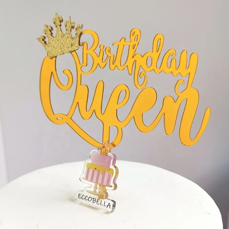 Queen King Princess Prince Acrylic Crown Cake Toppers for Christmas Graduation Easter Halloween Ramadan Cake Decorating Supplies