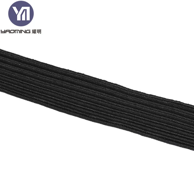 In Stock Flat Rope Elastic Cord Customized High Quality 6mm Cheap Black White Wholesale Shoes Coated Nylon / Cotton Braided