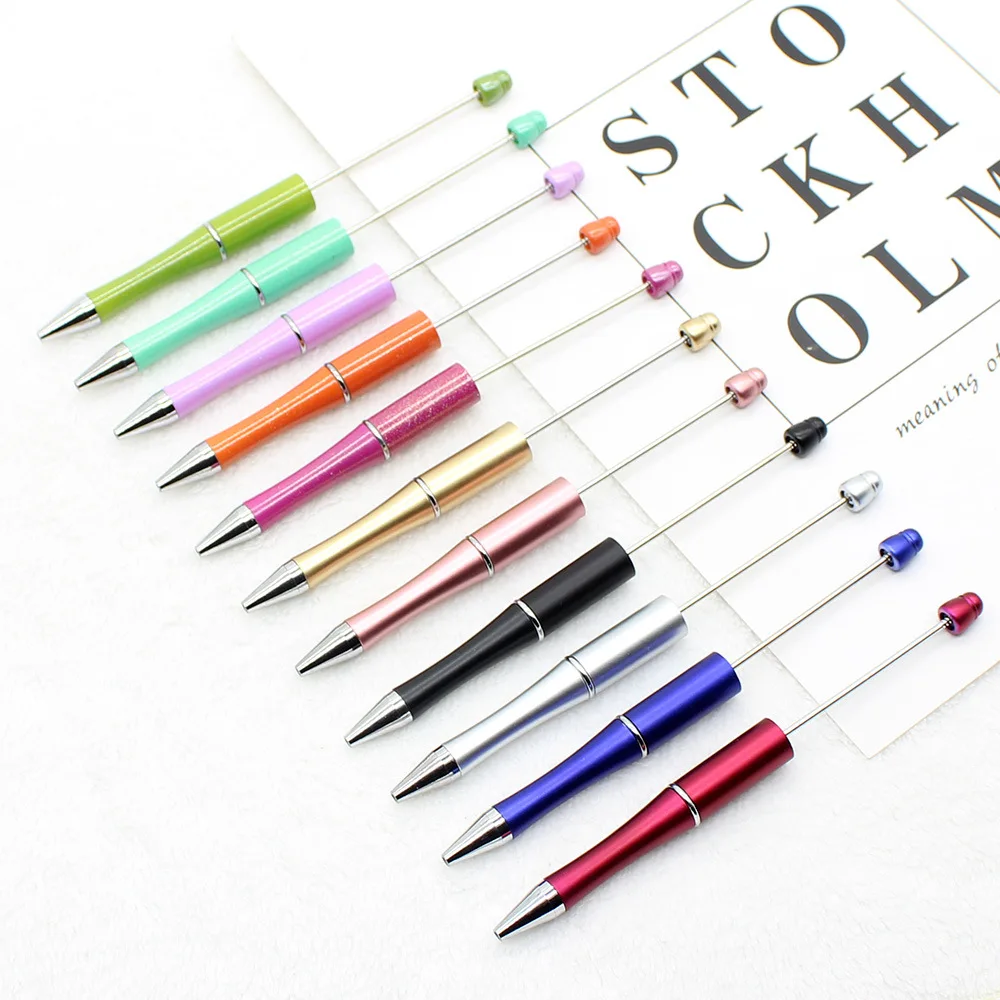 Hot Selling 48 Colors for Choice DIY Pen Top Handcraft Decorative Plastic Beadable Pens