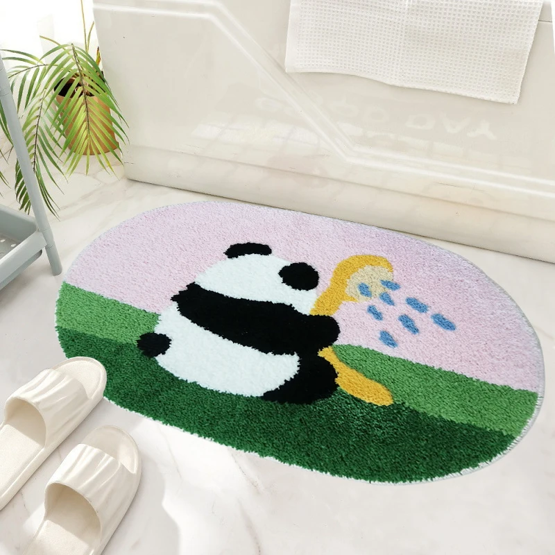 Factory sale cute design non slip super absorbent tufted kids room foot mat shaggy fluffy microfiber bath mats decorative