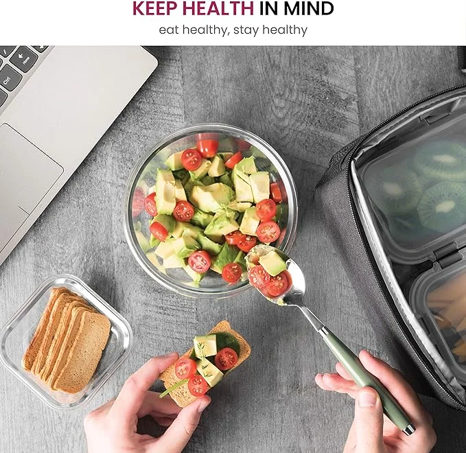 Glass Food Storage Containers Sealed Lunch Boxes are High Temperature Freezer and Dishwasher Resistant