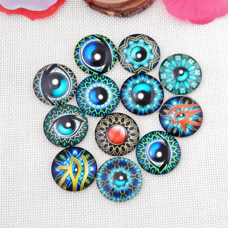 Mixed Style Round Glass Dragon Eye Gem Cover Cabochon for Dome Jewelry Finding Cameo Pendent Doll Making Fusible Glass Supplies