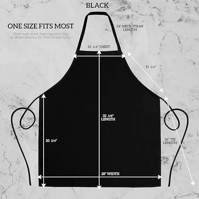 wholesale cheap custom full length bib black dishwasher apron kitchen polyester cotton fabric chef cooking apron two pocket logo