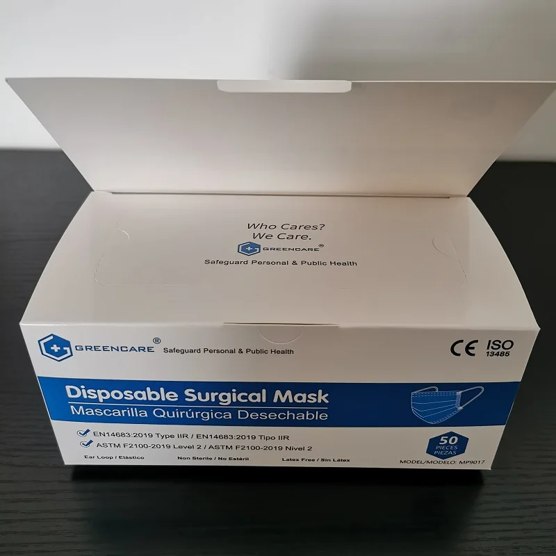 В наличии, 3-слойная хирургическая маска Probtain 510k ASTM, маска для лица с ушной петлей уровня 2