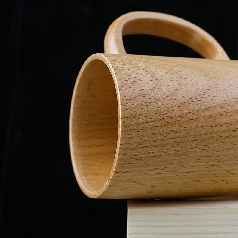 Japanese Creative Wooden Coffee Mug Household Solid Wood Handle Handy Cup