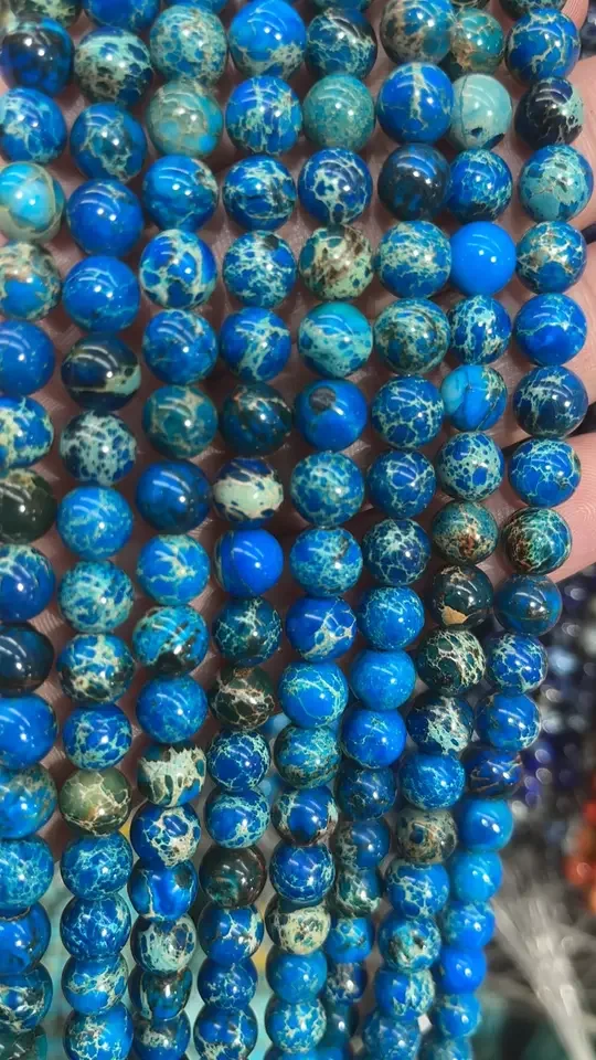 Wholesale Natural Loose Gemstones 4-12mm Blue Imperial Jasper Stone Beads for Jewelry Making