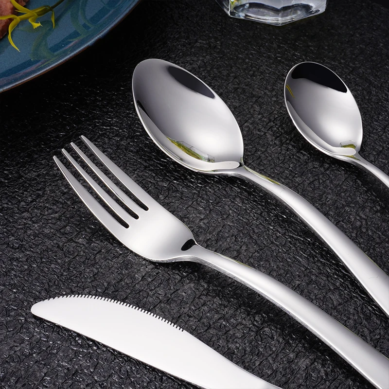 Wholesale Kitchen Flatware Luxury Restaurant Wedding Silver Knife Spoon Fork 16 Pcs 304 Stainless Steel Cutlery Set