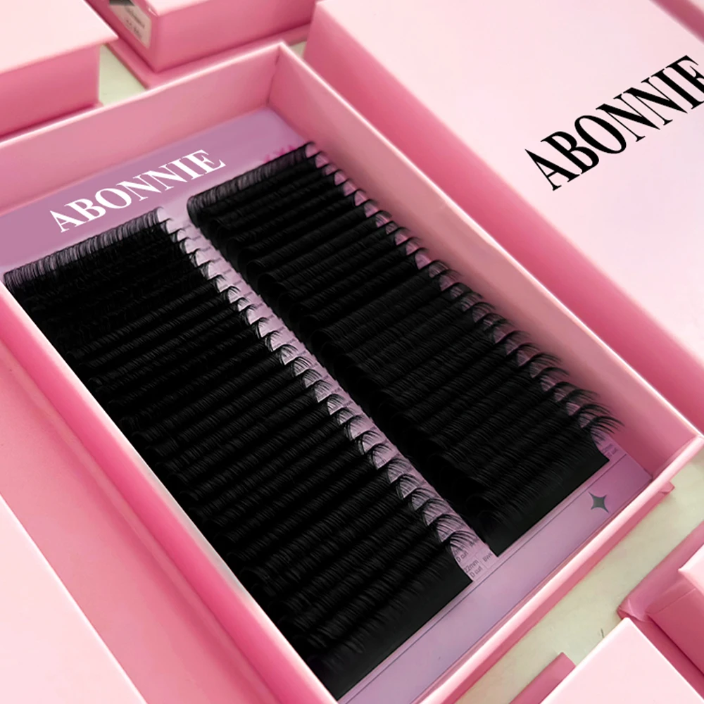 Abonnie Korean Pbt Material Individual Eyelash Extension Matte Black Private Label Custom Packaging Eyelash Extension