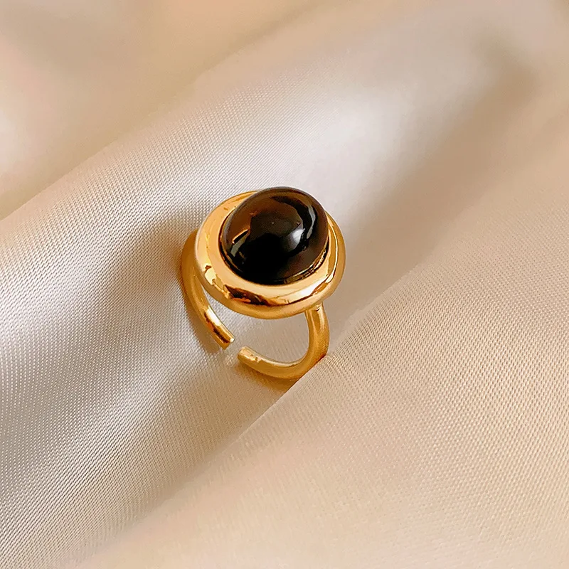 Vintage 18k Gold Zircon Pearl Heart Butterfly Open Finger Ring Women Quartz Tiger Eye Stone Knuckle Ring Jewelry For Gift