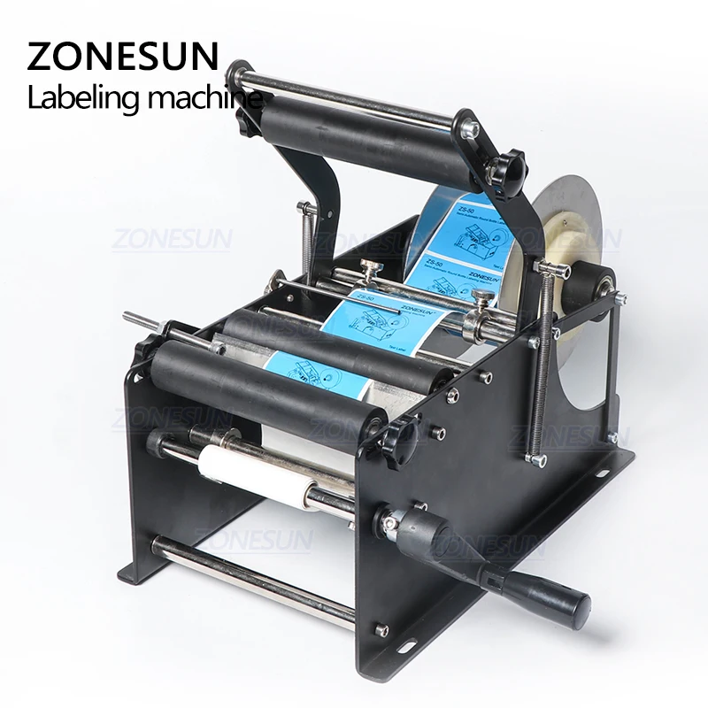  ZONESUN ZS-50P ручная машина для нанесения этикеток на круглые бутылки с минеральной водой