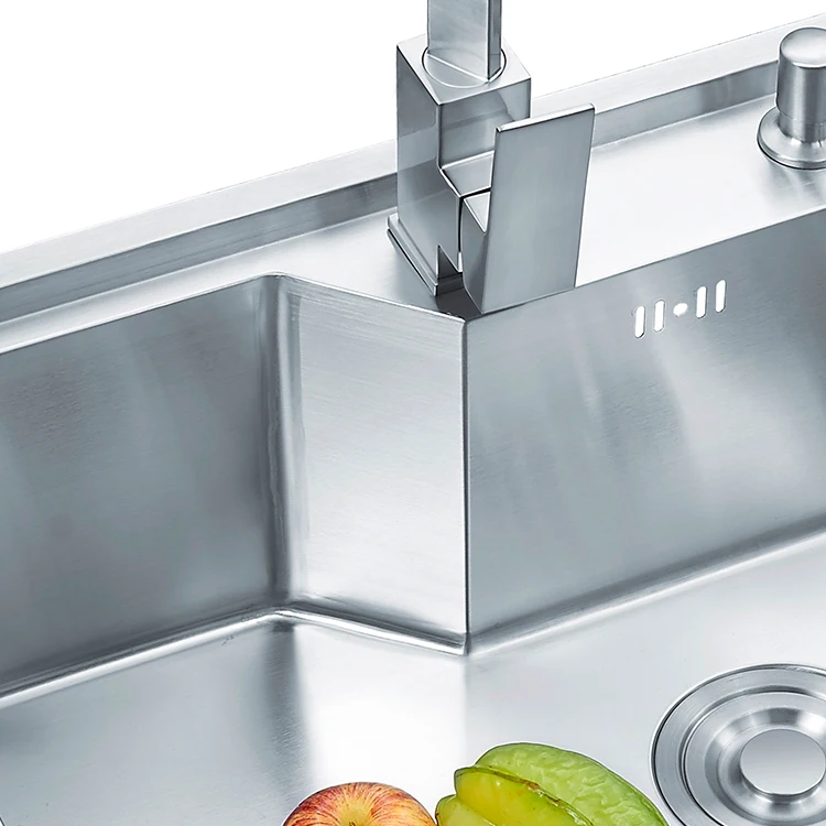 Above counter basin square shape 1 bowl stainless steel thick handmade kitchen sink dishwasher