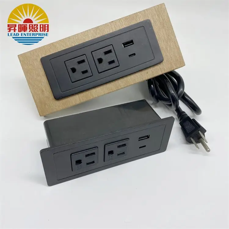 Встраиваемый монтажный прямоугольный блок питания USB по американскому стандарту, с 2 розетками USB A + usb-c, порт для быстрой зарядки