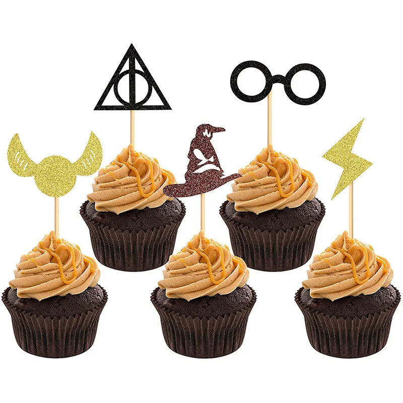 Cupcake Toppers Magical Inspired Cupcake Picks Magical School Wizard Theme Baby Shower Birthday Party Cake Decorations Supplie