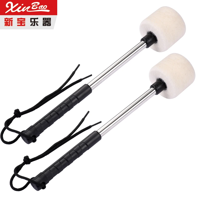 Marching band big drum drum stick stainless steel handle, hot wool material big drum stick