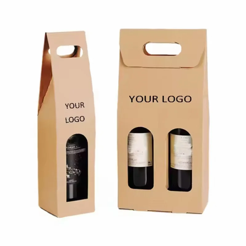Hot Sale Oem Custom Logo Foldable Corrugated Cardboard Champagne Bottle Paper Wine Packaging Box With Dividers