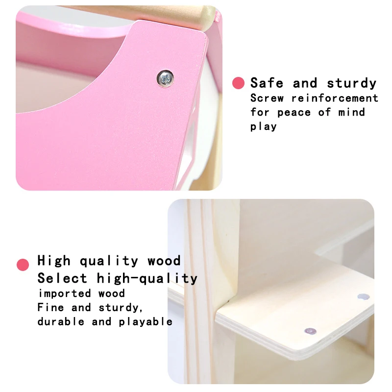 Mini Doll House Small Pink Portable Nordic Castle Princess House Nordic Wood Doll House  For Girls