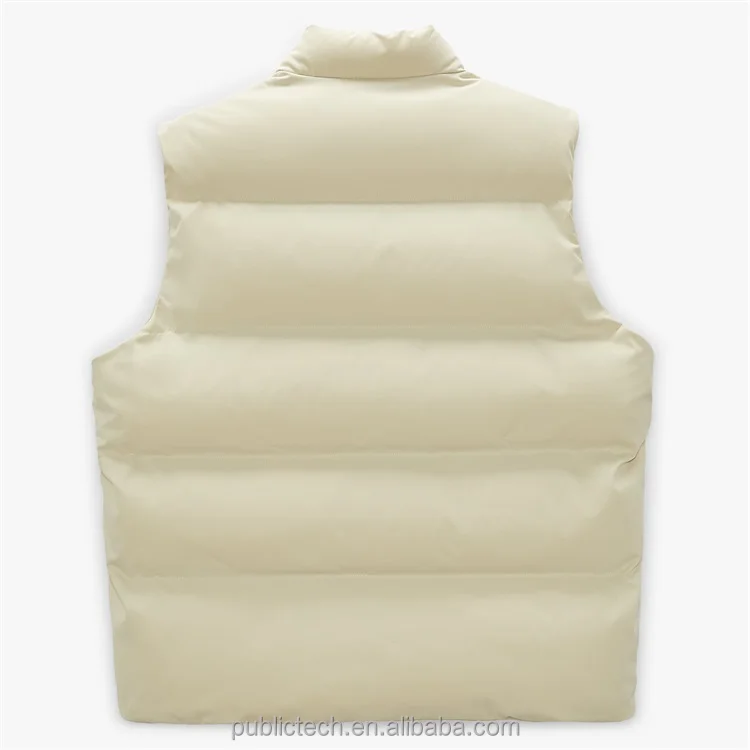 Custom 100% polyester adjustable hood waterproof down quilted hood puffer gilet for men
