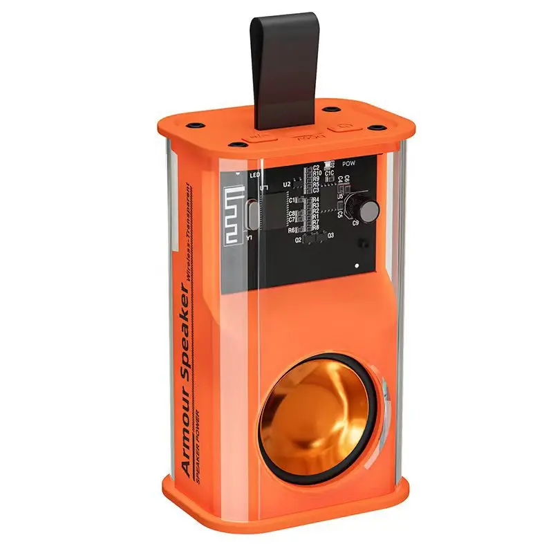 2024 New Portable Bass Subwoofer Party Loudspeaker Stereo TWS Armor Speaker With RGB Light Transparent Mecha Wireless Speakers
