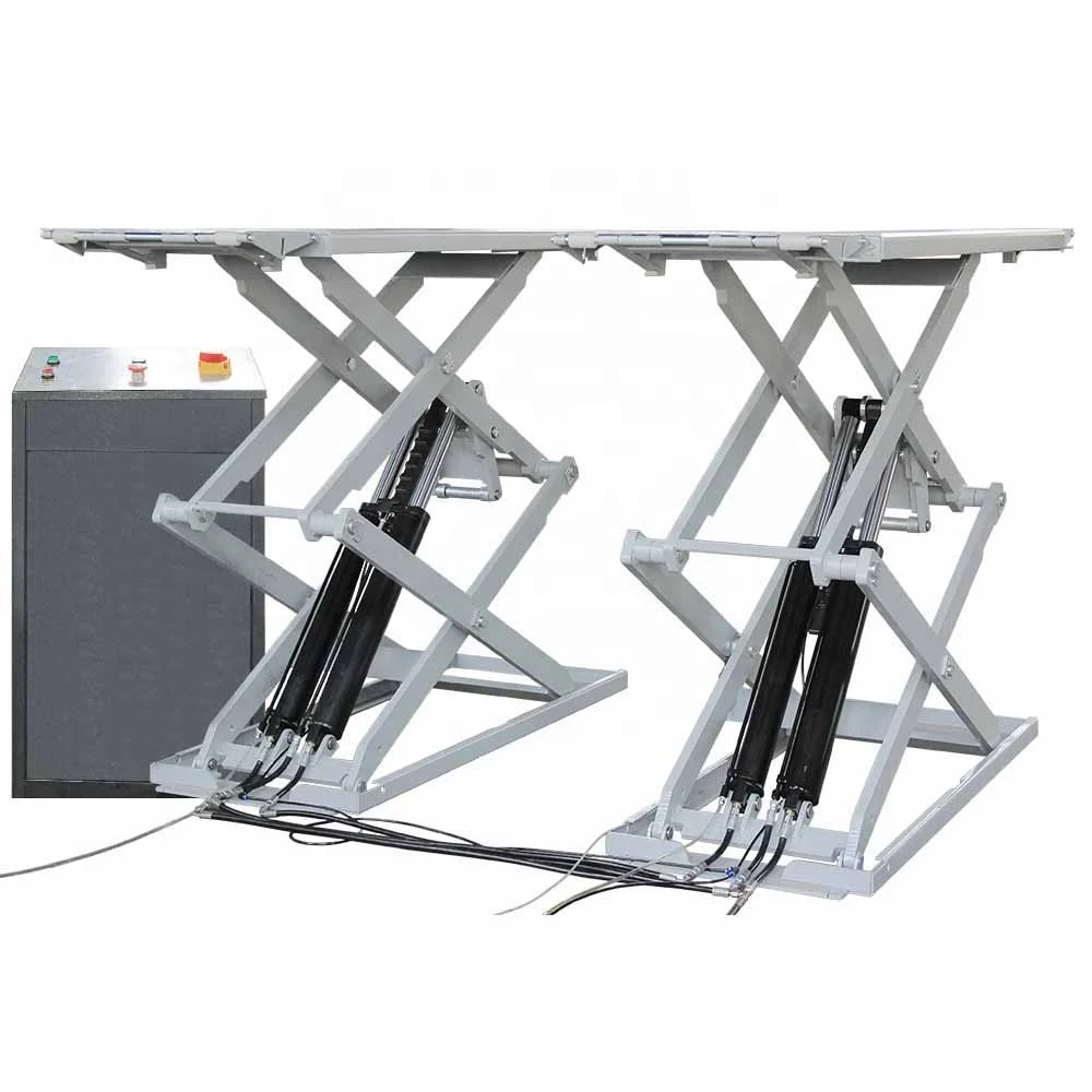 3500 kg 7700 lbs capacity double cylinder full rise on-ground scissor car lift with CE