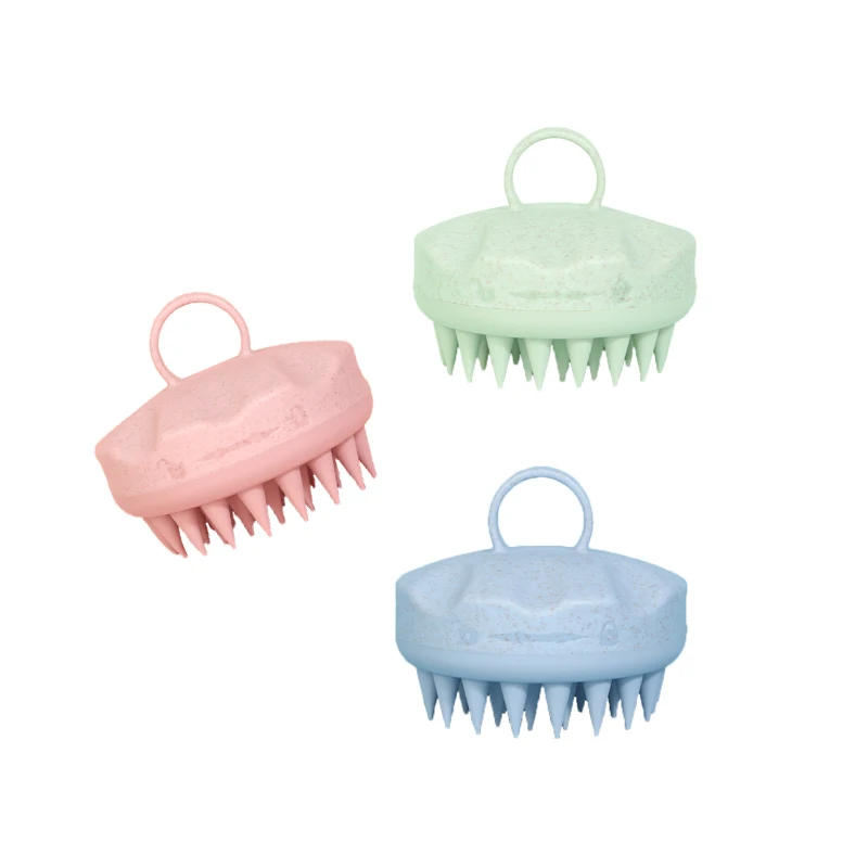 Handheld Eco-friendly Wheat Straw Soft Silicone Scalp Massage Shampoo Brush For Men Women Kid