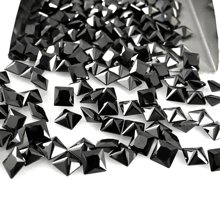 Wholesale Factory Directly Square Cut Black Cubic Zirconia Loose Gemstone CZ Stones