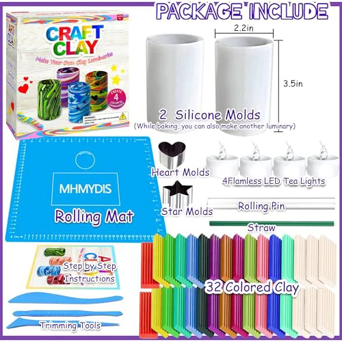 DIY Light-up Clay Lanterns Making Set Make Your Own Clay Luminaries Clay Arts&Crafts School Project Toy STEM for Kids