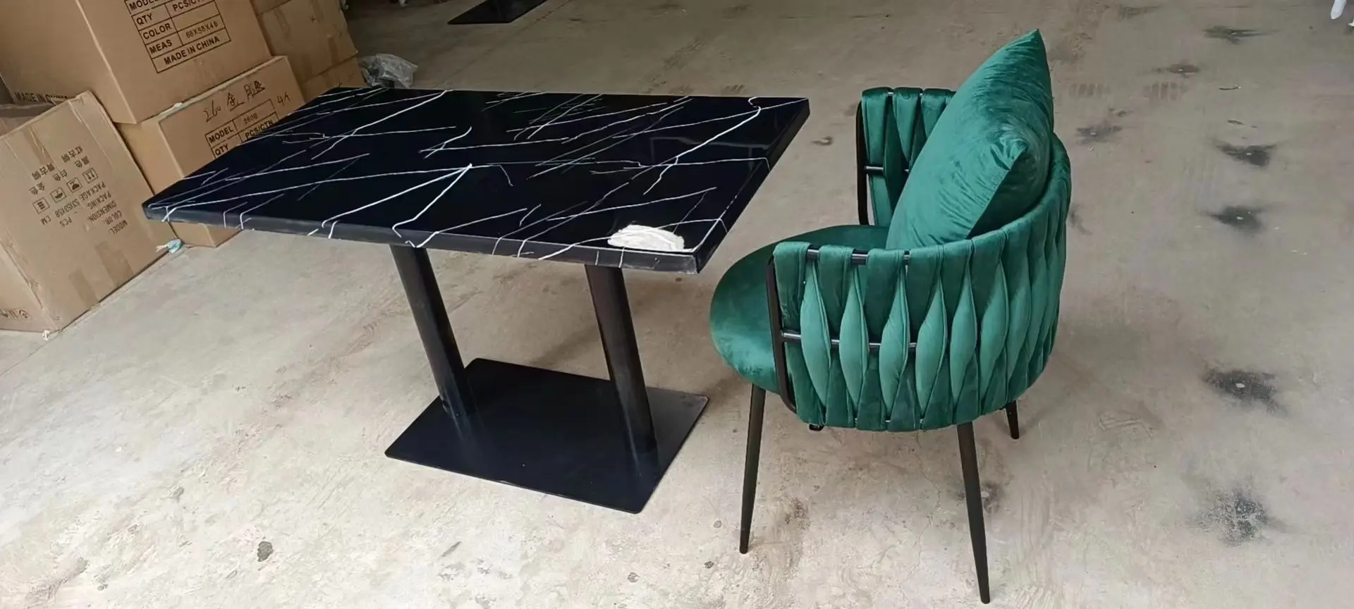 Durable Simple Design Black Coffee Table Commonly Used Restaurant Coffee Shop Marble Coffee Table Rectangle