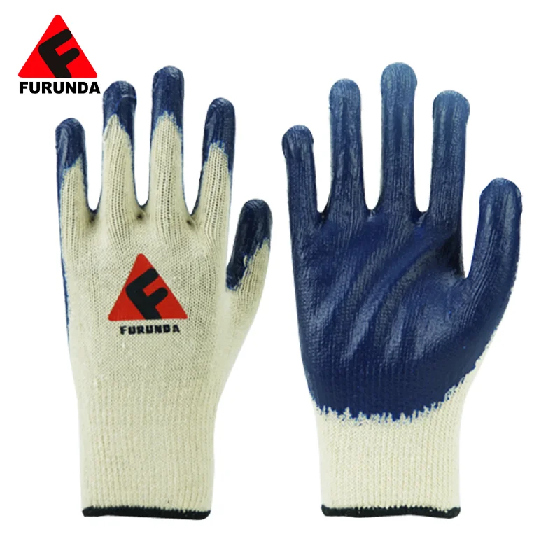 rubber coated safety hand gloves with wrinkle finish machine latex gloves