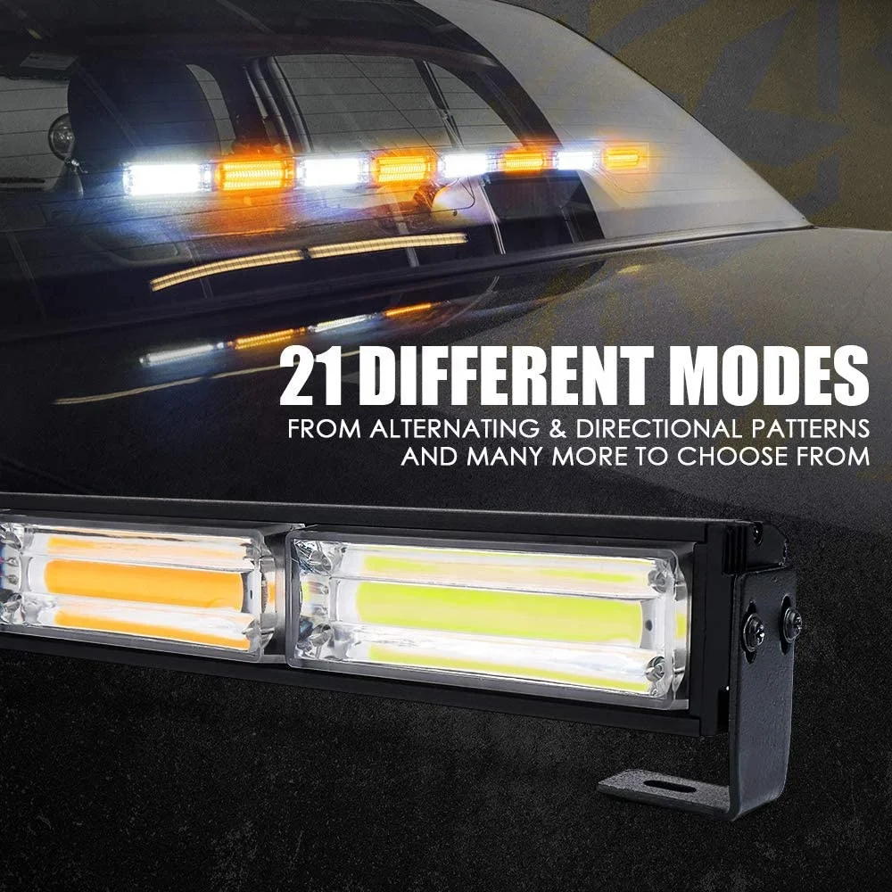 Auto Amber Red COB DRL turn led flashing strobe 72W 108W 144W truck car accessory led warning emergency lightbar