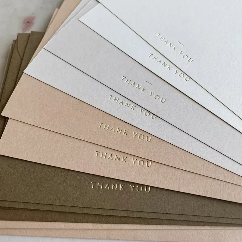 Recycled Custom Business Card Rose Pink Embossed Printed Paper Thank You Card Greeting Card With Envolpe