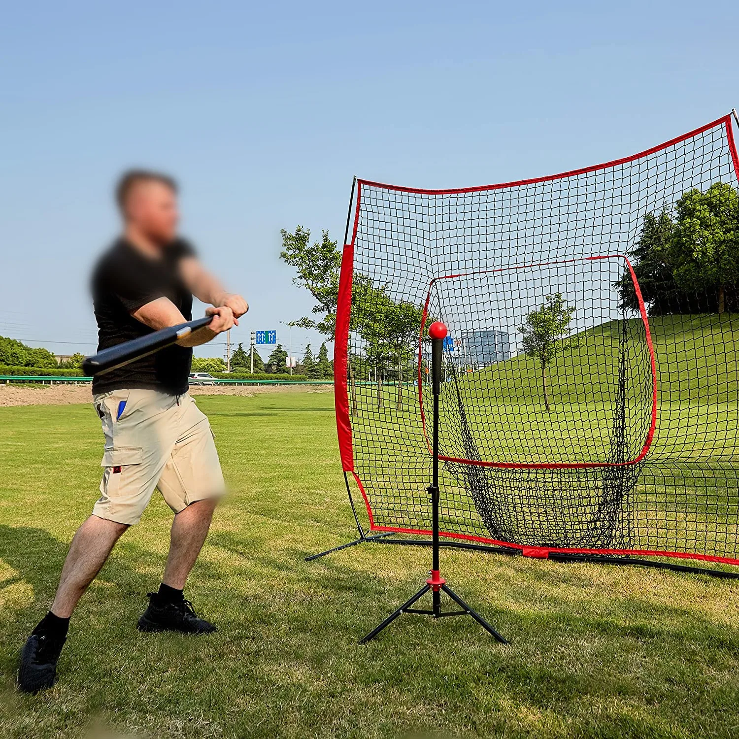 JBN004D Low Price Hot Selling 7x7 Feet Portable Hitting Batting Training Net with Baseball Softball Batting Tee