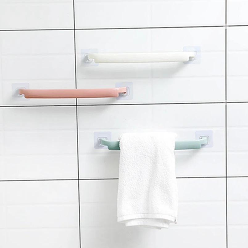 High Quality Cheap Self-adhesive Rack Holder Plastic Bathroom Corner Towel Hanger Plastic Wall Mounted Bathroom Towel Bar Shelf